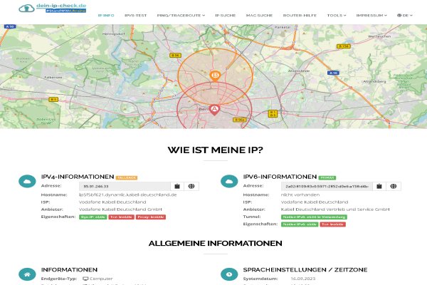 Screenshot der Webseite dein-ip-check.de