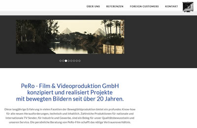 Webseite der PeRO Film GmbH