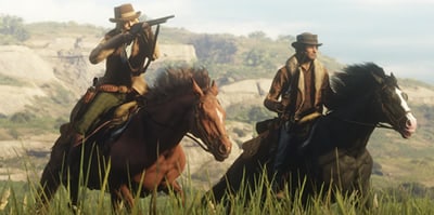 Auf einem Pferd bei Red Dead Redemption 2 reiten und jagen